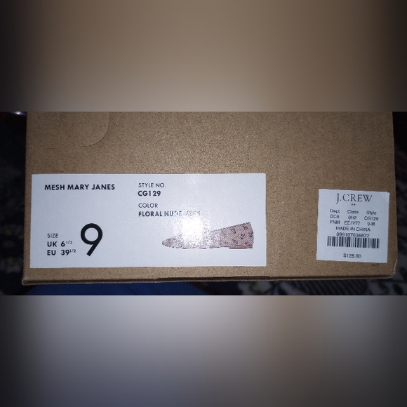 NWT J. Crew Mesh Embroidered Mary Jane Flats Blush 9 - Picture 8 of 8